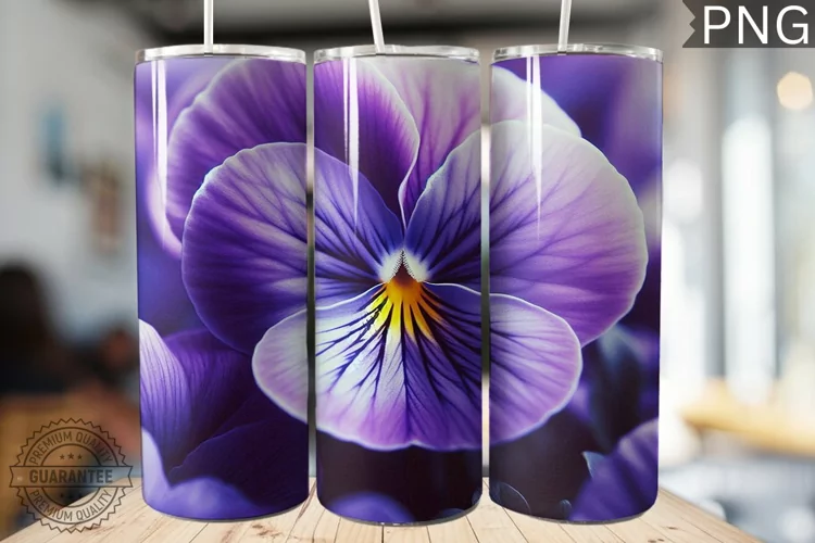 Pansy Flower Tumbler Wrap - Tumbler Design