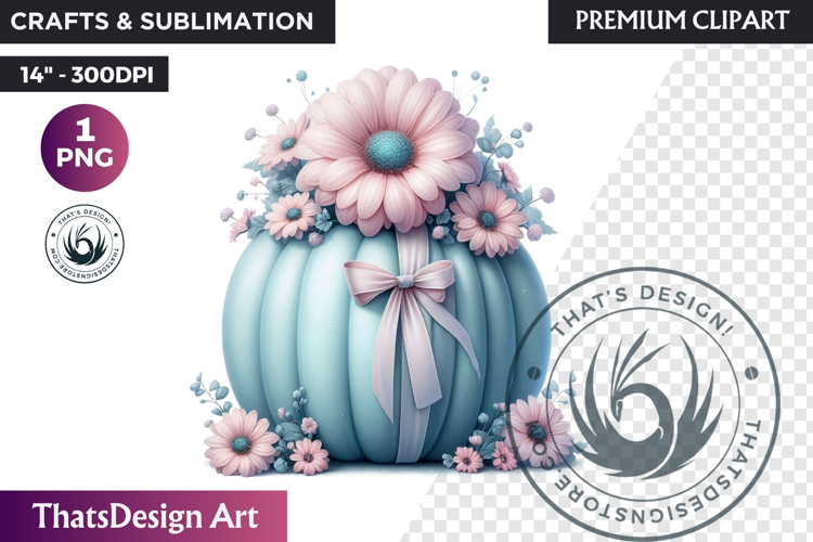 Pastel Floral baby shower wedding coquette pumpkin bow PNG
