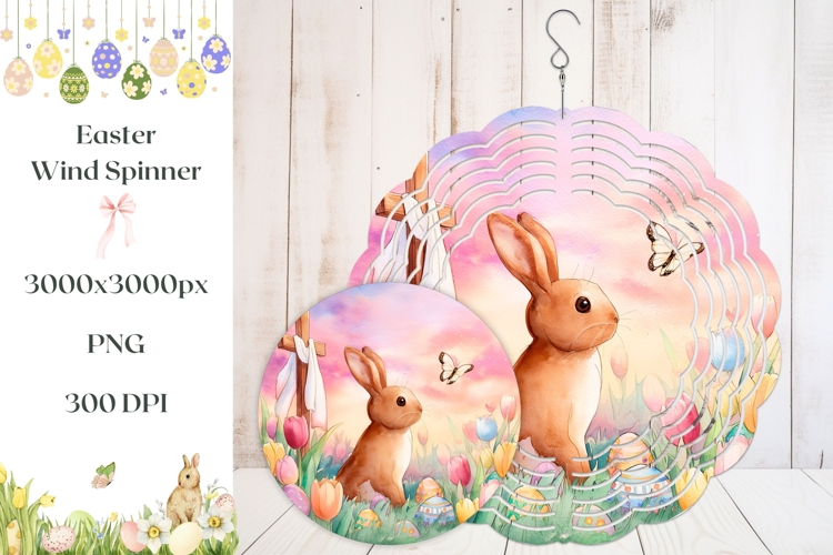 Easter Bunny Wind Spinner, Christian Cross Wind Spinner PNG
