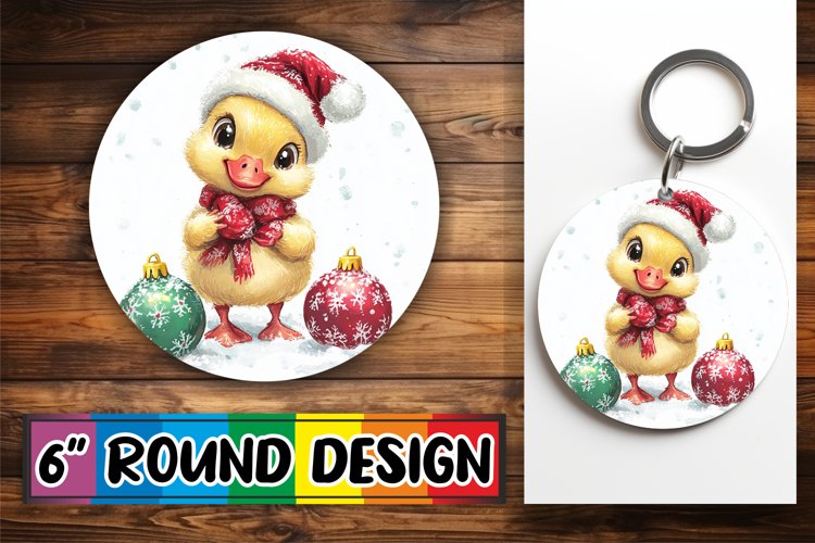 Bright Round Design for Keychains , Xmas example image 1