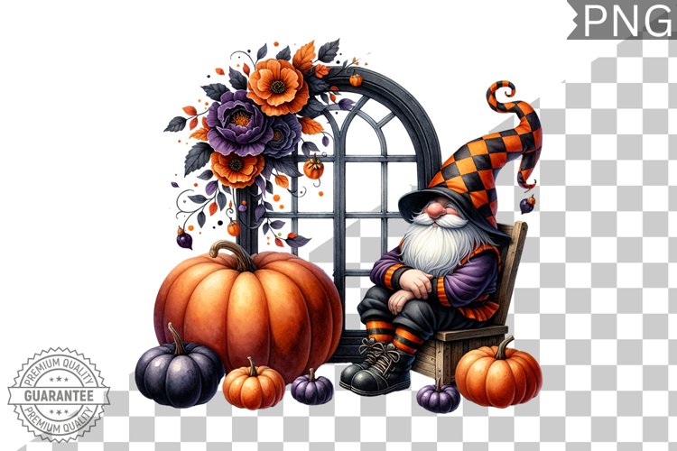 Halloween Gnome Sublimation - Halloween Clipart PNG