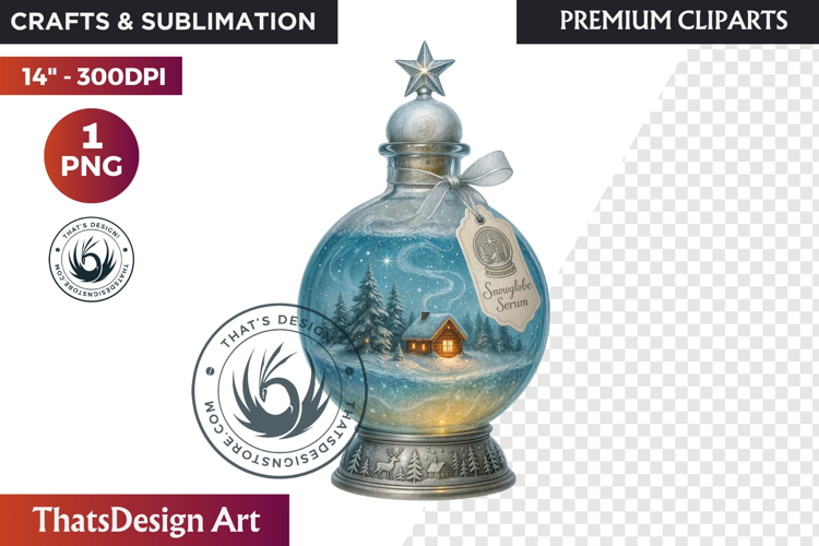 Christmas Winter Potion Bottles PNG, Magical Holiday Clipart