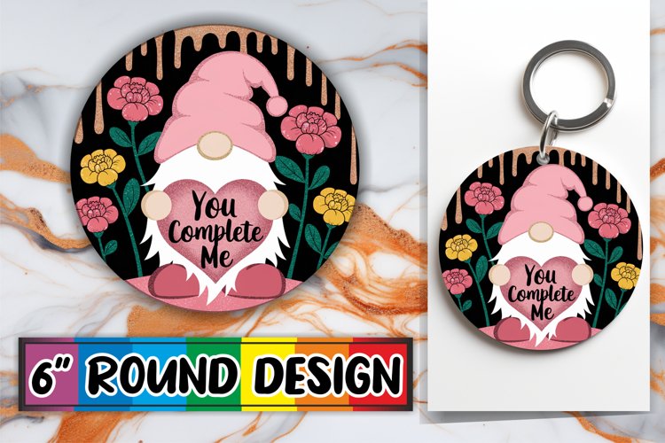 Joyful Circle Keychains Design, Valentines example image 1