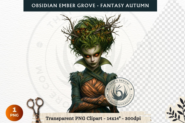 Dark Autumn Fantasy Clipart PNG for RPG Obsidian Ember Grove