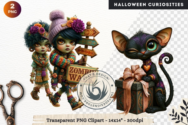 Surreal Halloween Character Cliparts Spooky Curiosities