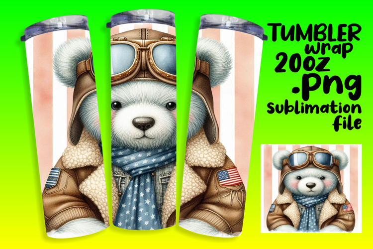 Sublimation Tumbler Template , Teddy Bear