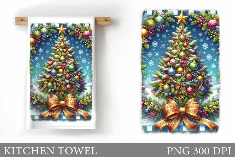 Christmas Tree Kitchen Towel. Christmas Kitchen Towel Design