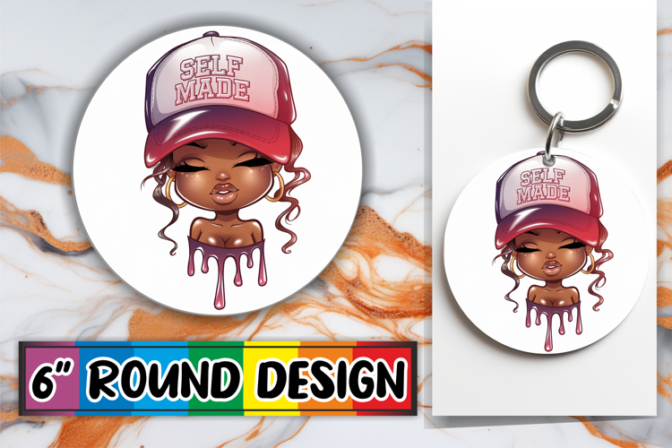 Unique Round Ornaments Design PNG, Black Woman