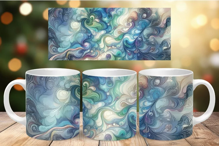 Mug Wrap Sublimation - watercolor marble