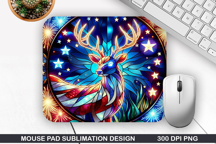 Deer Mouse Pad Sublimation, 4th Of July Mouse Pad PNG