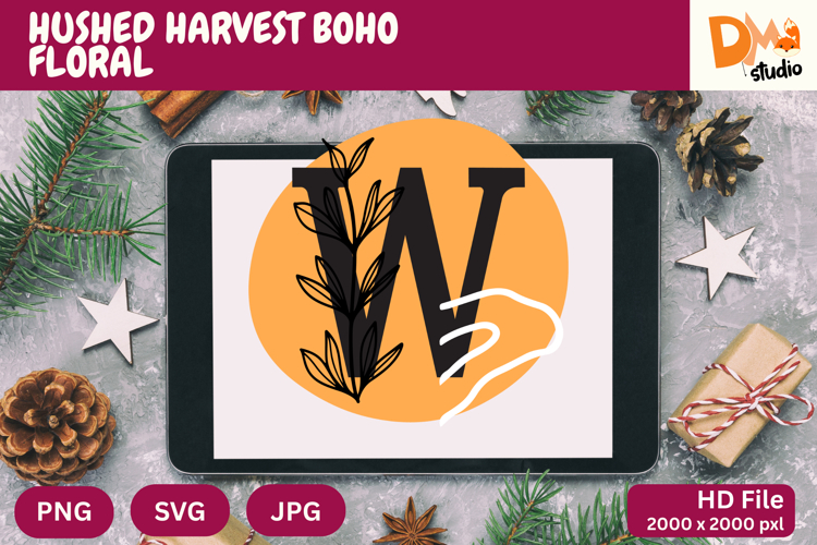 Hushed Harvest Boho Floral Monogram