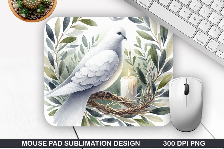 Dove Mouse Pad Sublimation, Easter Mouse Pad PNG Design