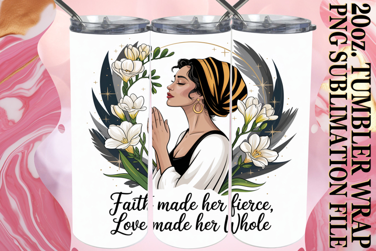 CHEERFUL PRESENT 20oz TUMBLER WRAP, Praying Woman