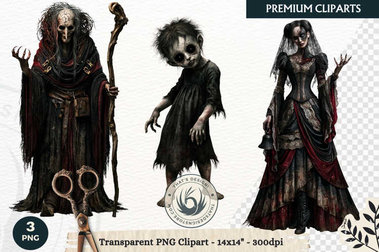 Dark Fantasy Halloween Horror Clipart PNG, Gothic Monster