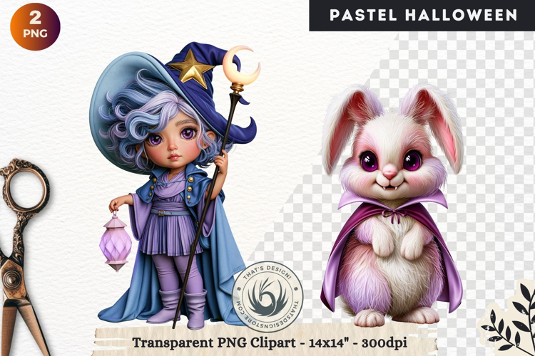 Cute Halloween Pastel characters Clipart sublimation