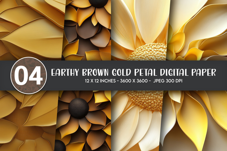 Earthy Brown Gold Petal Digital Paper