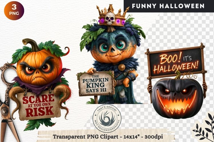 Funny Halloween characters Clipart Spooky graphics example image 1
