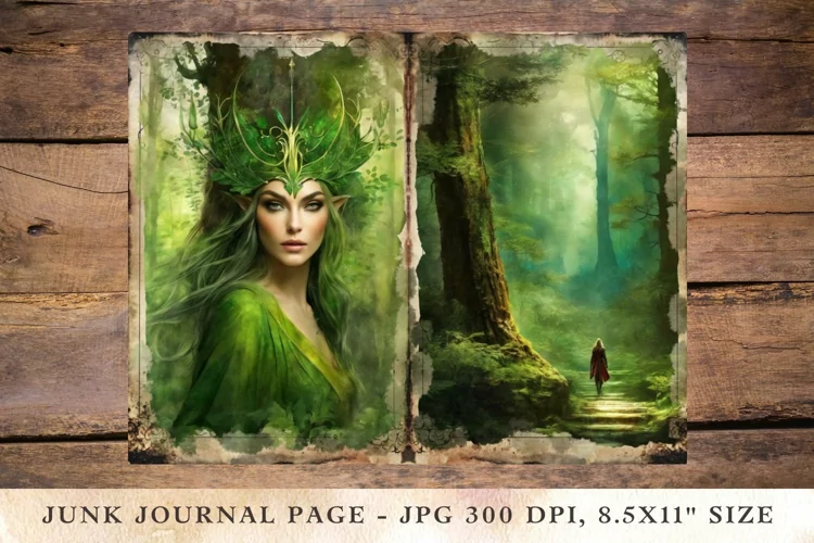 Printable Junk Journal Pages elf forest 5