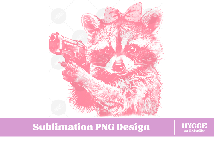 Vintage Funny Sarcastic Coquette Feral Raccoon with Bow PNG