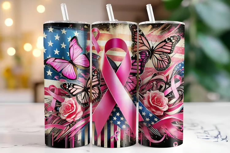 Pink Awareness Ribbon Tumbler Wrap | Sublimation | Tumblers