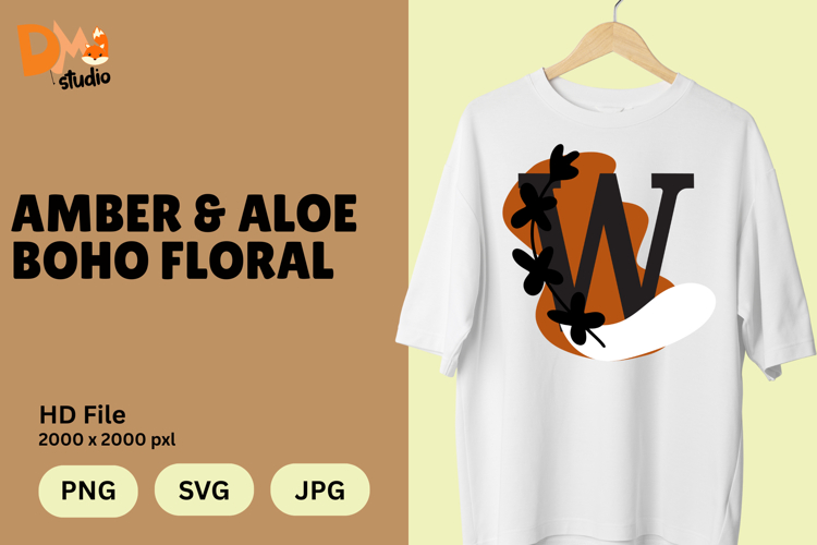 Amber   Aloe Boho Floral Monogram