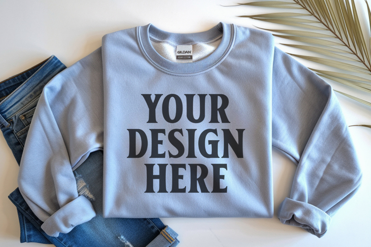 Ash Gildan 18000 Folded Flat Lay Mockups