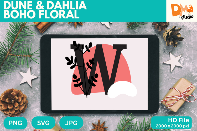 Dune   Dahlia Boho Floral Monogram