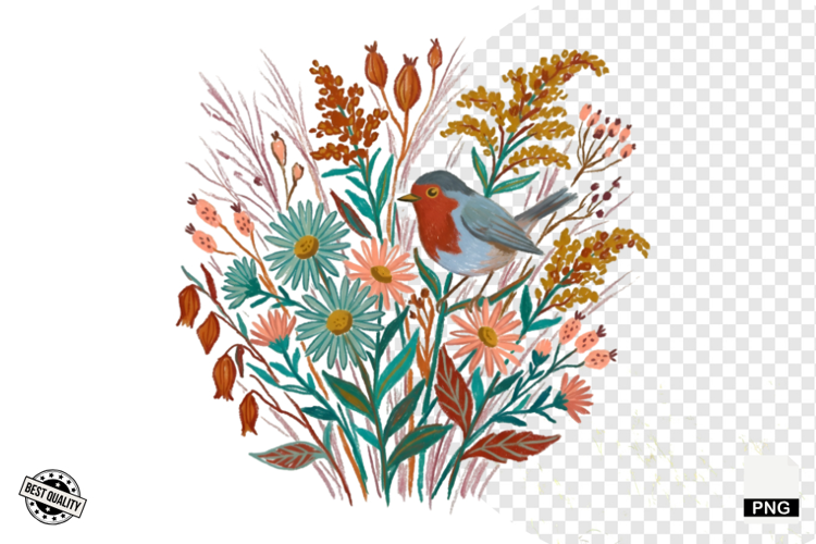 Autumn Wildflowers Meadow Clipart