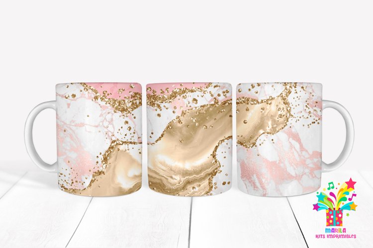 Pink Glitter Agate Mug Sublimation / Agate Mug Wrap #6 example image 1