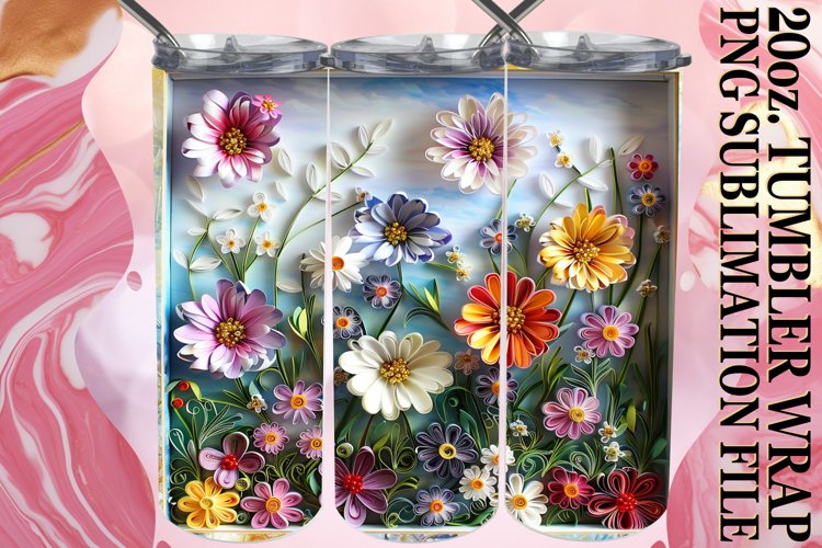 Spring 3D Flower Tumbler Wrap - For 20oz
