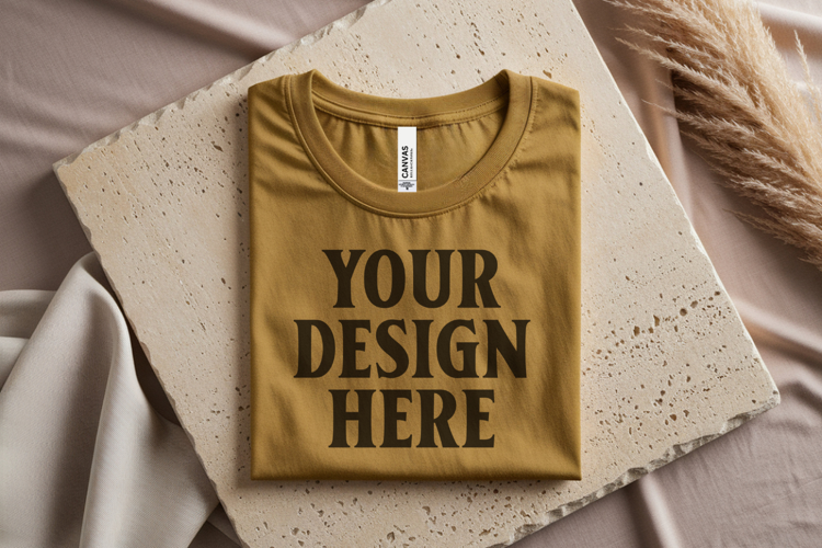 Heather Mauve Bella Canvas 3001 Flat Lay T-Shirt Mockup