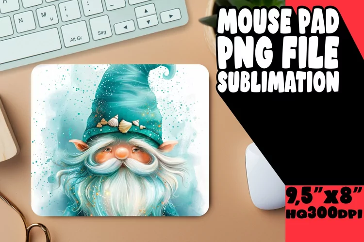 Whimsical Wonder: Watercolor Gnome Mouse Pad Design
