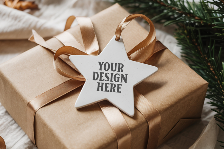 Christmas Star Ceramic Ornament Mockup | Holiday Star