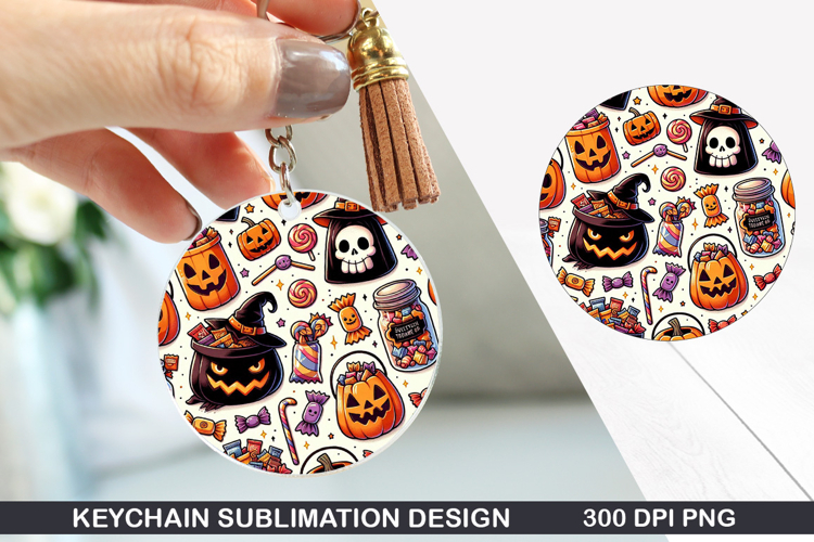Pumpkin Keychain Sublimation - Halloween Keychain PNG