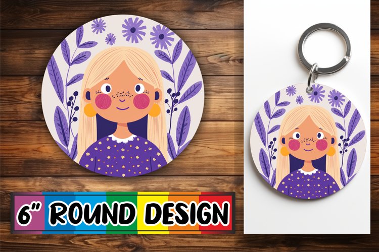 Stunning Female Portrait with Flowers Round Design PNG example image 1