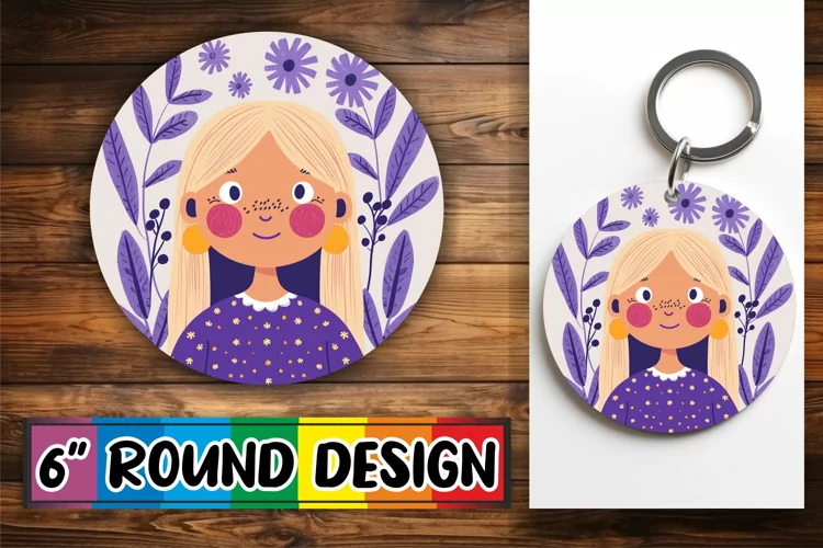 Stunning Female Portrait with Flowers Round Design PNG