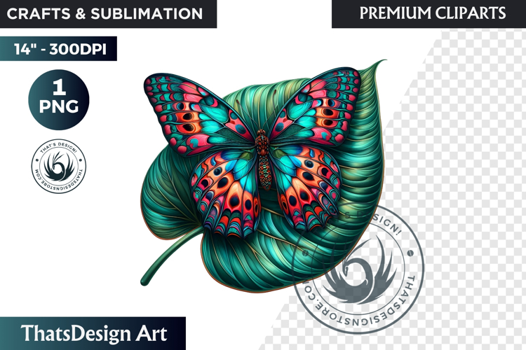 Tropical Butterfly & Flower Clipart: Vibrant floral PNG
