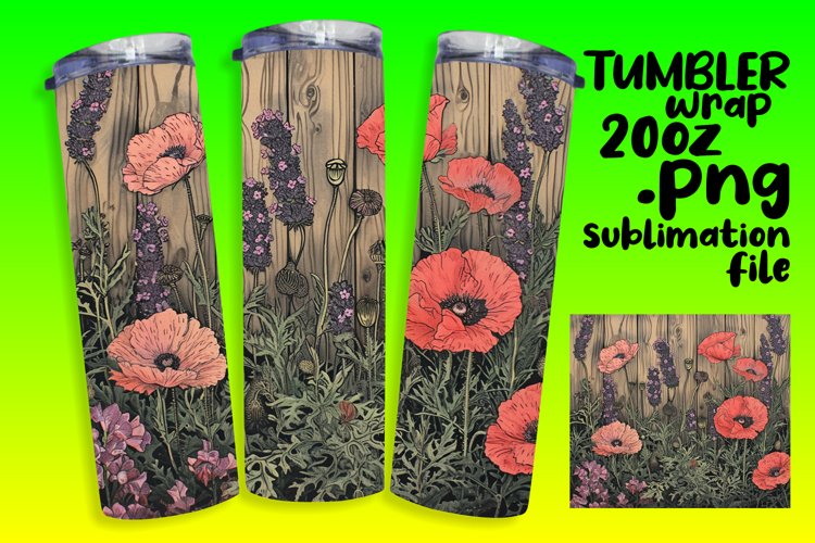 Retro Flower Pattern Sublimation Tumbler - 20oz example image 1