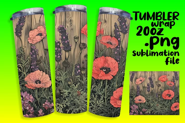 Retro Flower Pattern Sublimation Tumbler - 20oz