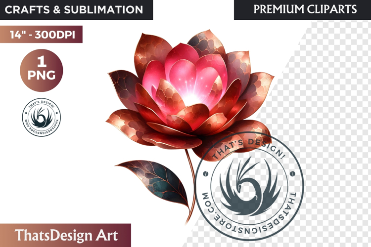 Pink Rose Gold flower Clipart, Abstract Flowers Wedding PNG