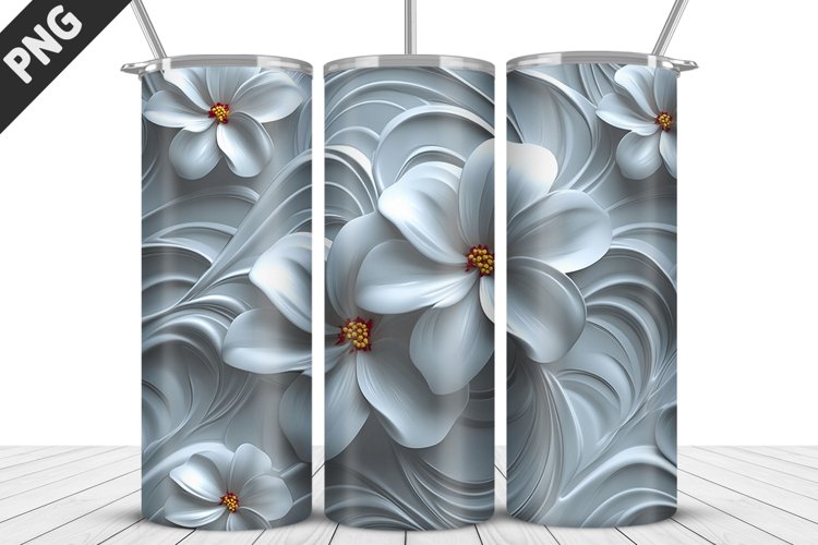 3D Daisy Flowers 20oz Tumbler Wrap | Sublimation Design example image 1