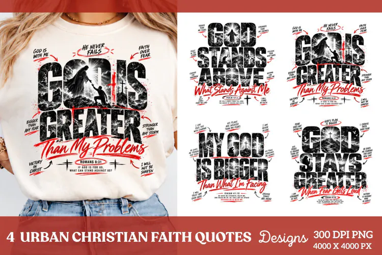 4 Urban Christian Faith Shirt PNG Designs, 4 Christian Grace