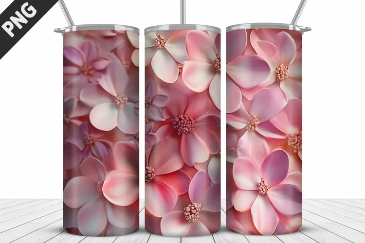 3D Daisy Flowers 20oz Tumbler Wrap | Sublimation Design