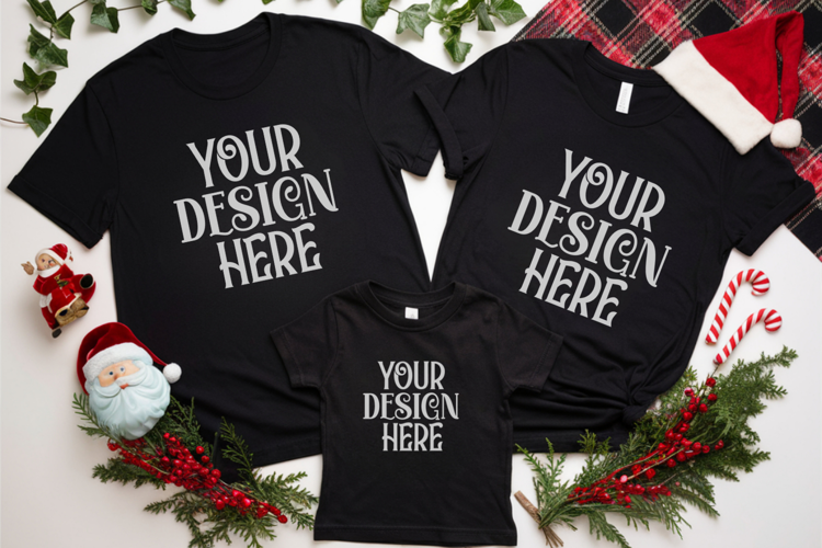 Christmas Family Matching Flat Lay T-Shirt Mockups