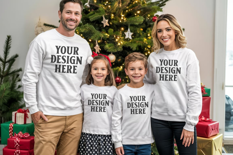 Christmas Family Matching T-Shirt Mockups | Holiday Group