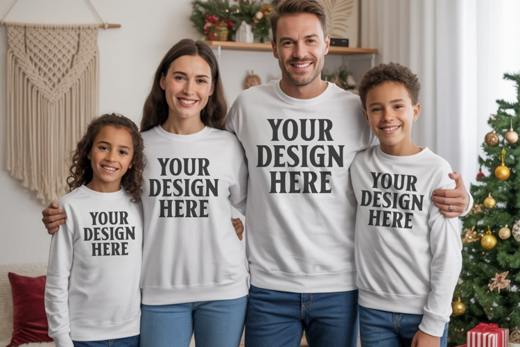 Christmas Family Matching T-Shirt Mockups | Holiday Group