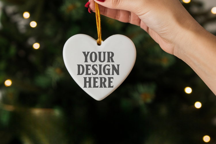 Holiday Love Heart Ornament Mockups | Romantic Christmas Tre