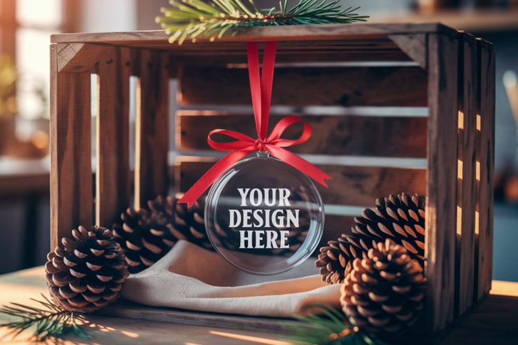 Acrylic Christmas Ornament Mockups | Clear Holiday Ornament