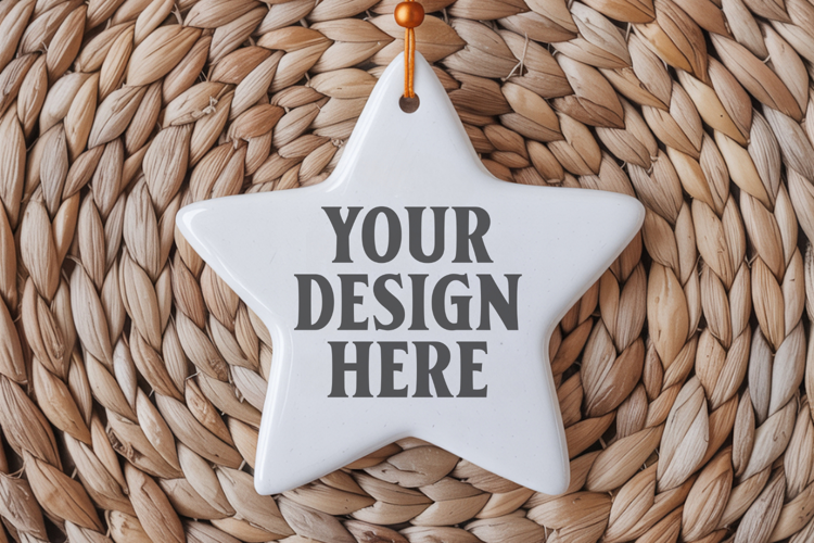 Christmas Star Ceramic Ornament Mockup | Cozy Boho Holiday D