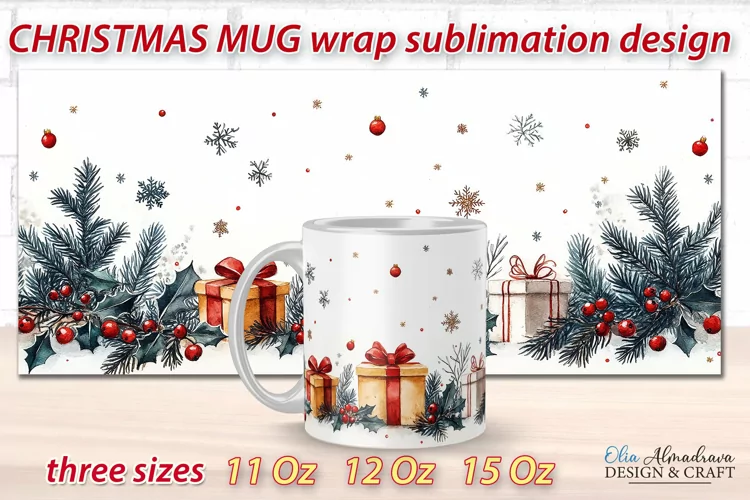 Christmas Mug Wrap design| Mug Sublimation Cricut Template
